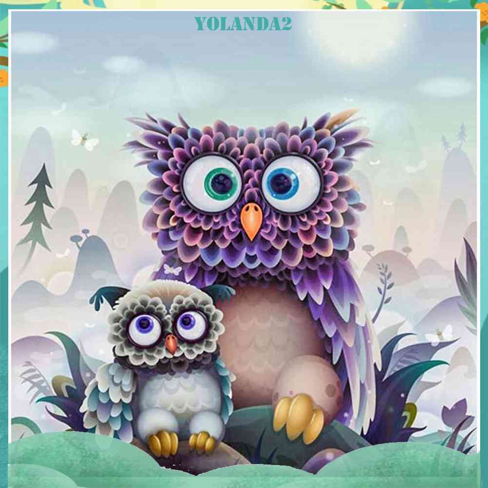 Bộ Tranh Đính Đá 5D Tự Làm Họa Tiết Chim Hoạt Hình