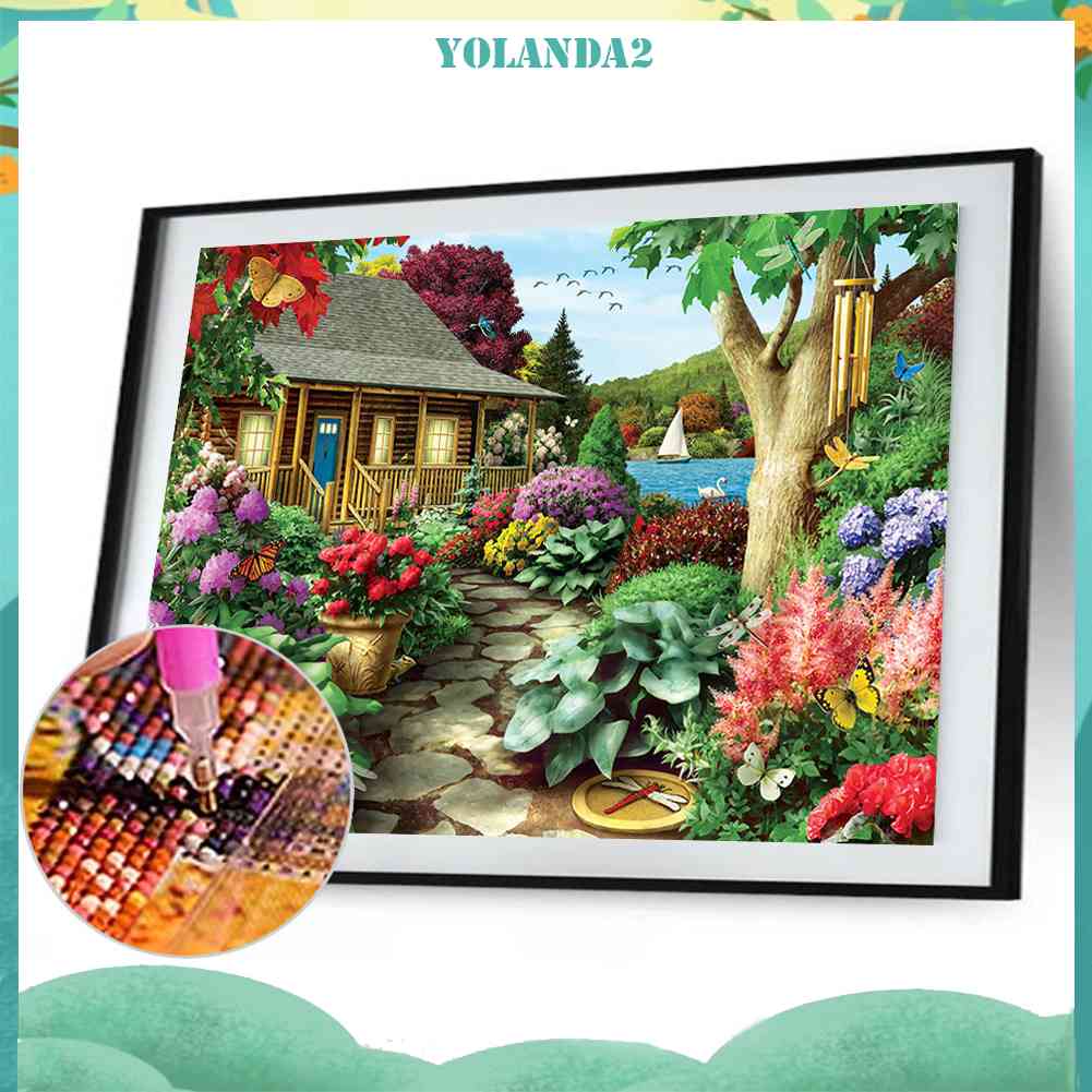 Tranh Đính Đá Kim Cương Toàn Bộ 5D DIY Hình Vẽ Vườn Hoa