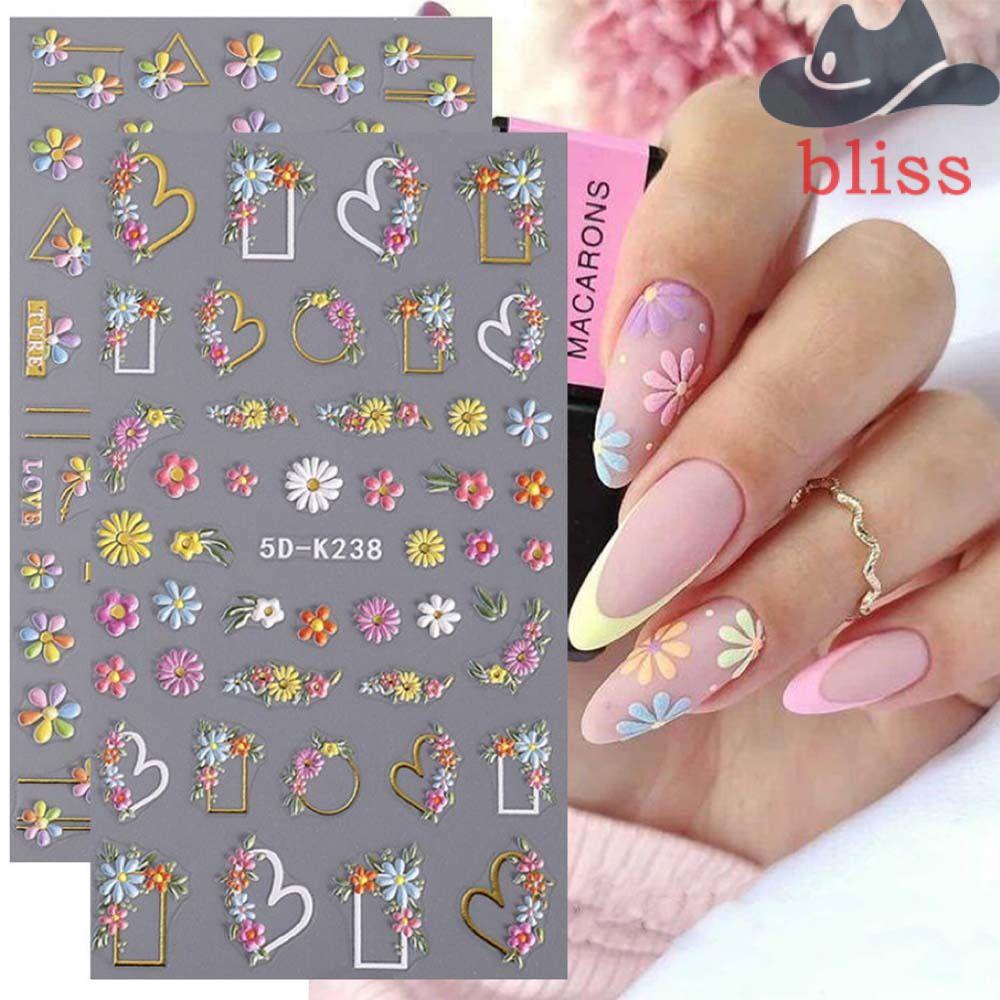 Miếng Dán Trang Trí Móng Tay Họa Tiết Hoa Hướng Dương 5D Thời Trang