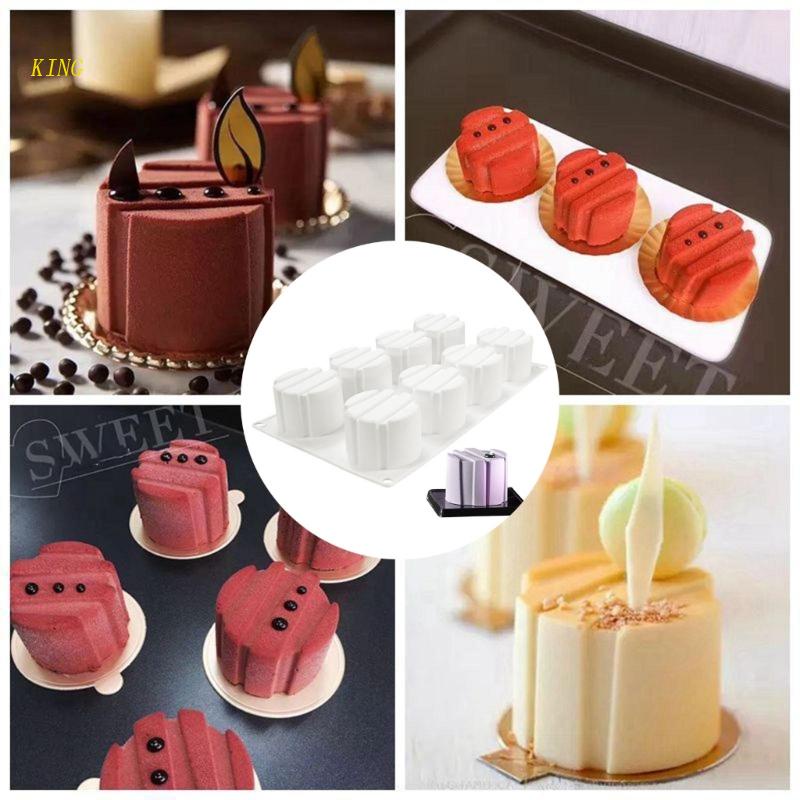 Khuôn Silicone 8 Ngăn Hình Trụ Làm Bánh Mousse