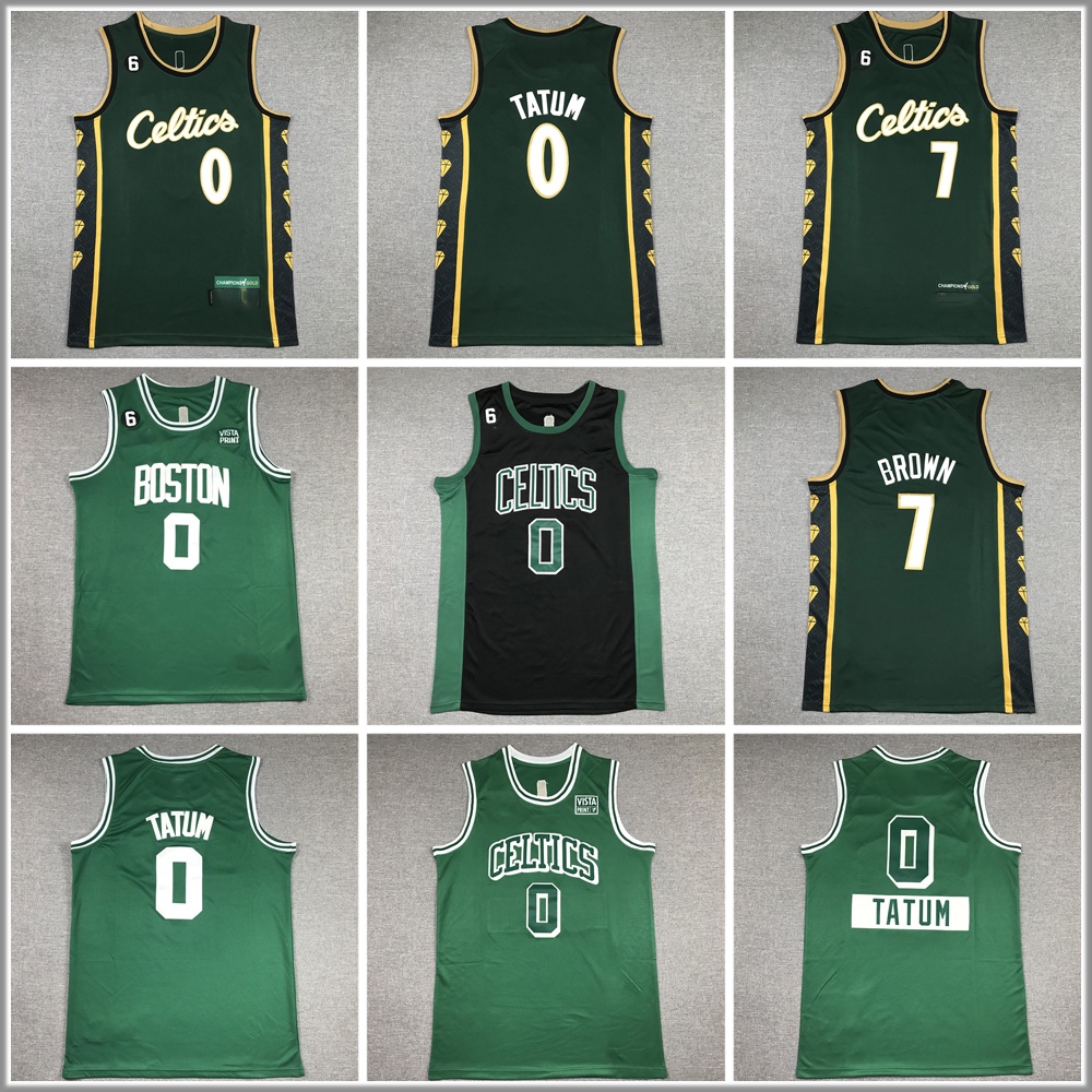 Áo Thun Bóng Rổ Màu Nâu Thêu Chữ Boston Celtics Thời Trang Mùa Hè 2023 Cho Nam