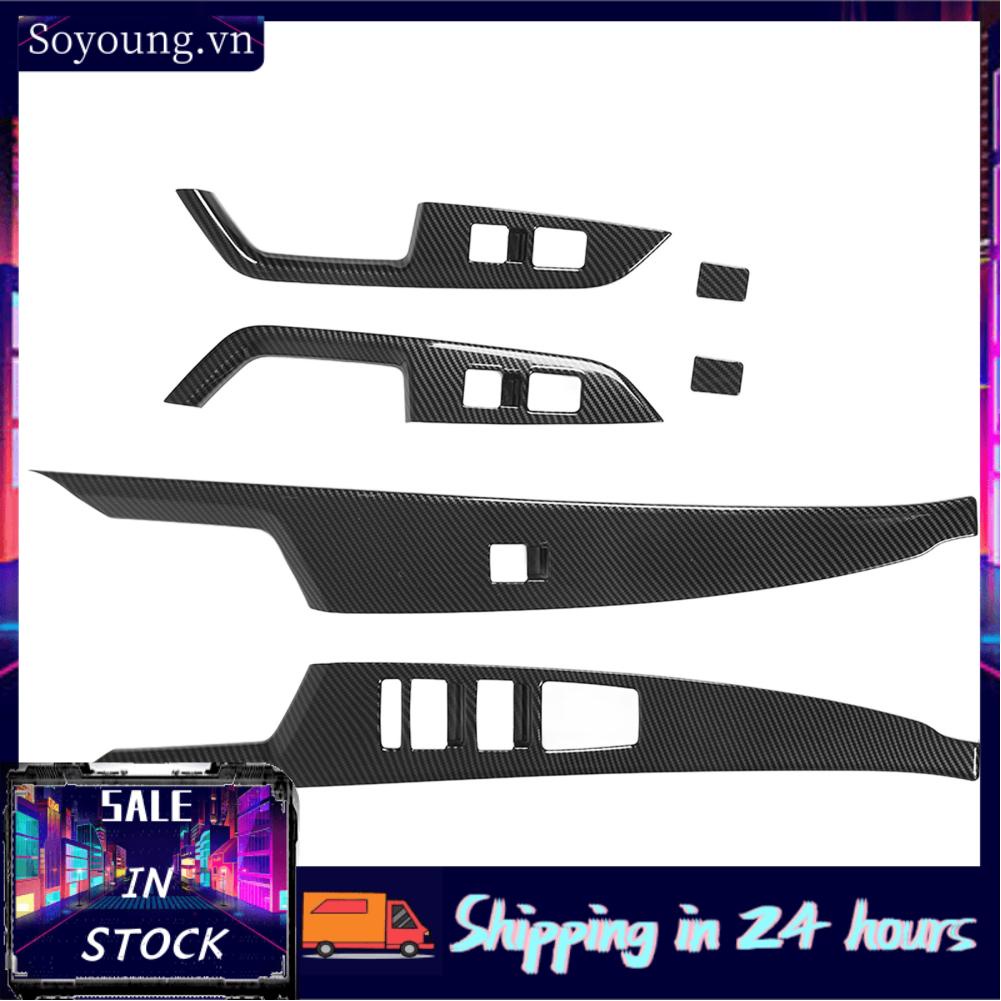 Soyoung Interior Window Lift Control Switch Trim  6 PCS Textured Car Frame Cover Left Drive Side for Auto