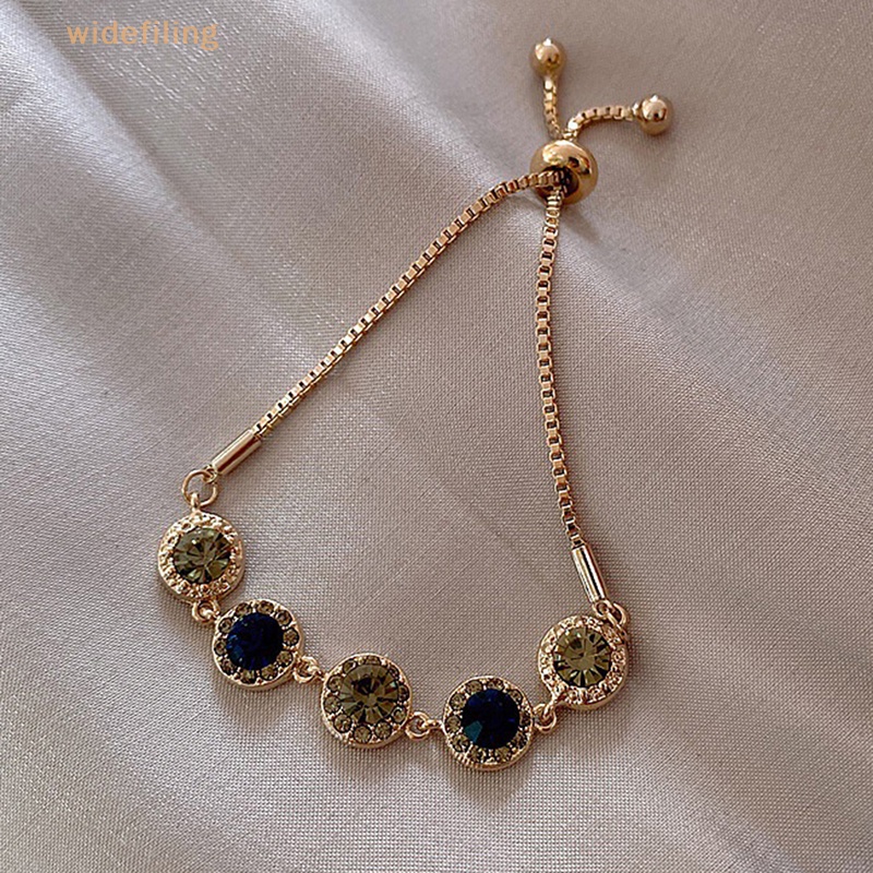 Vòng Tay Đính Đá Zircon Bản Rộng Có Thể Điều Chỉnh Phong Cách Hàn Quốc Cho Nữ