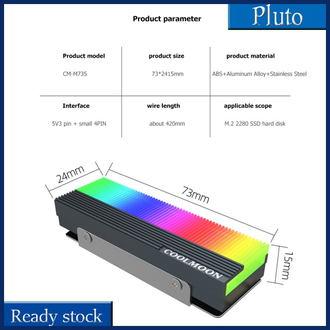 Mới Đế Tản Nhiệt Ổ Đĩa Cứng Cm-m73s M.2 Argb SSD 2280 Chất Lượng Cao