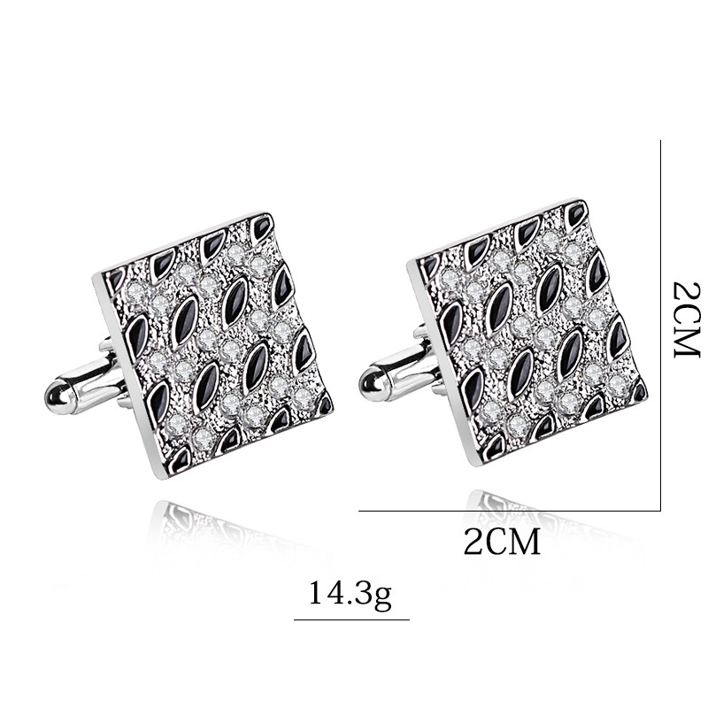 Khuy Măng Sét Kim Loại Hình Vuông Đính Đá Sang Trọng Cho Nam