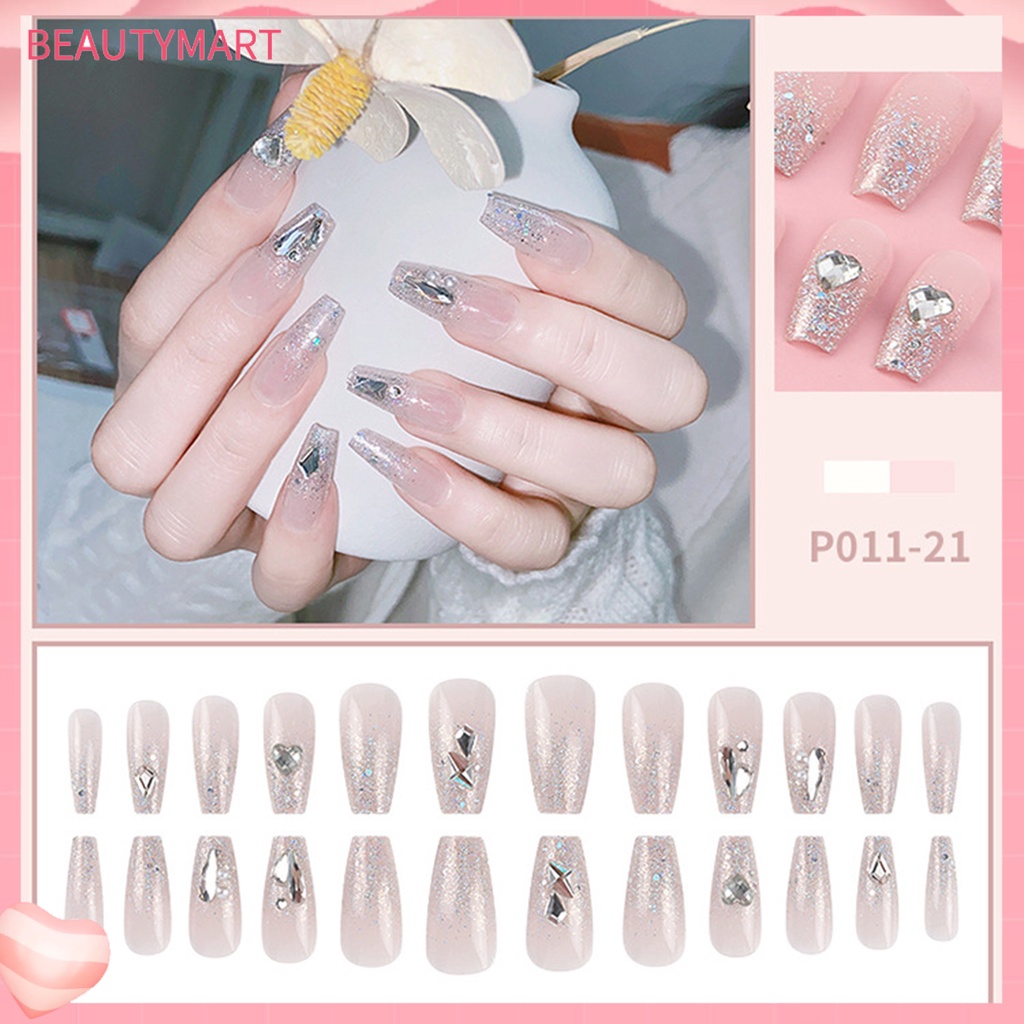 Bộ 24 Móng Tay Giả Có Keo Dán Che Phủ Toàn Diện Trang Trí Móng Tay Nghệ Thuật
