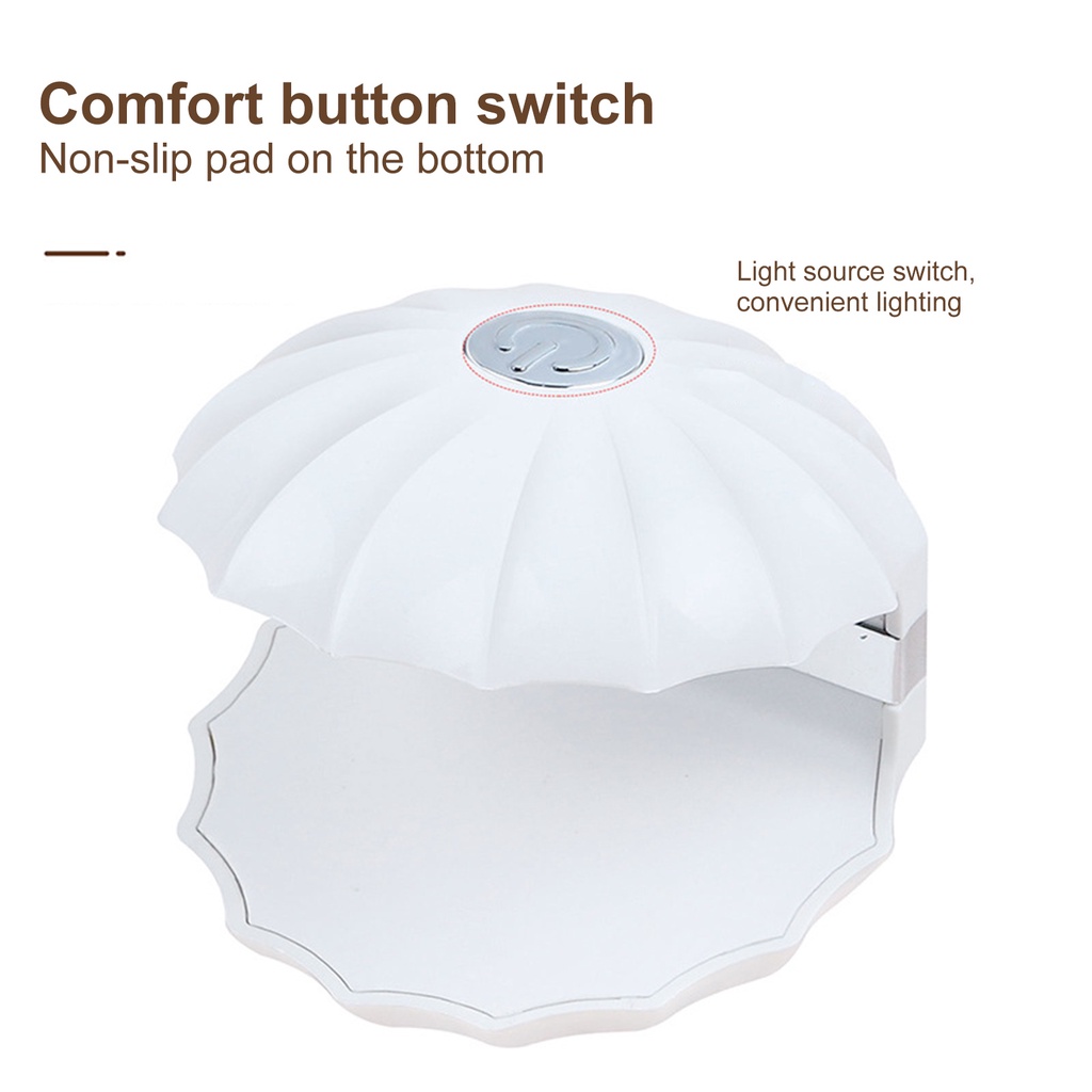 1 Bộ Đèn Sấy Khô Móng Tay Nhanh Chóng Hình Vỏ Sò Kèm Sạc USB Tiện Dụng Cho Gia Đình