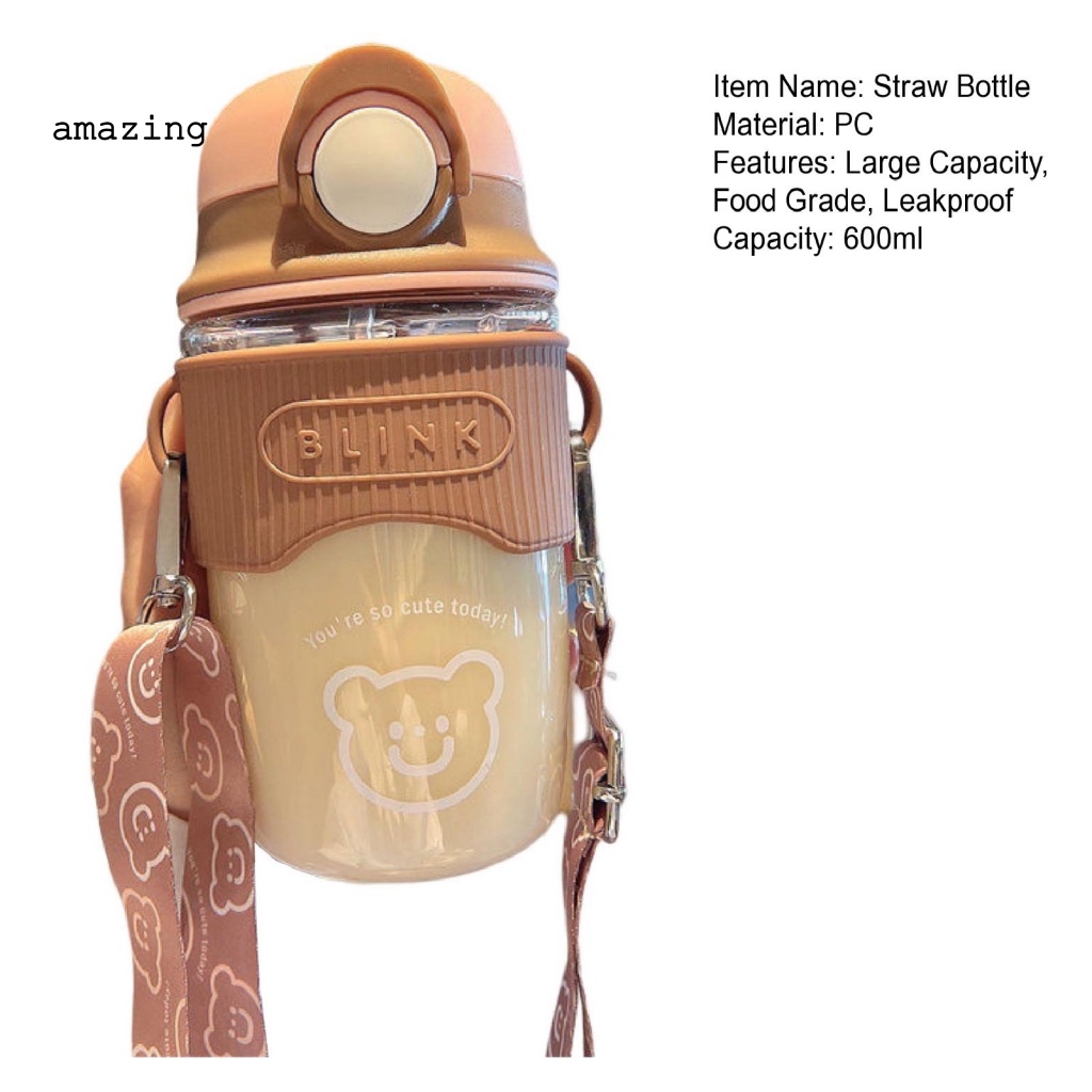 Bình Nước Thể Thao Có Ống Hút Dung Tích 600ml Dành Cho Nữ