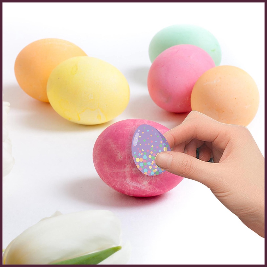 Bộ 16 Miếng Dán Trang Trí Tự Dính Họa Tiết Trứng Phục Sinh Dễ Thương