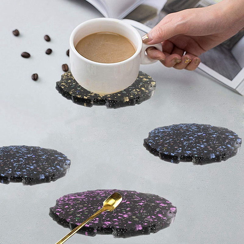 Bộ 4 Khuôn Silicone Làm Đế Lót Ly Bằng Resin