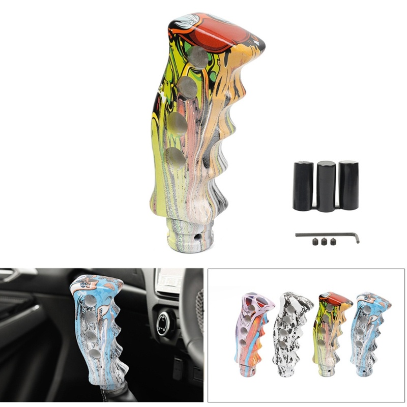 Núm Gạt Cần Số Xe Hơi 4 Lỗ Bằng Nhựa Resin In Họa Tiết Graffiti M8-M10 M12 Adap