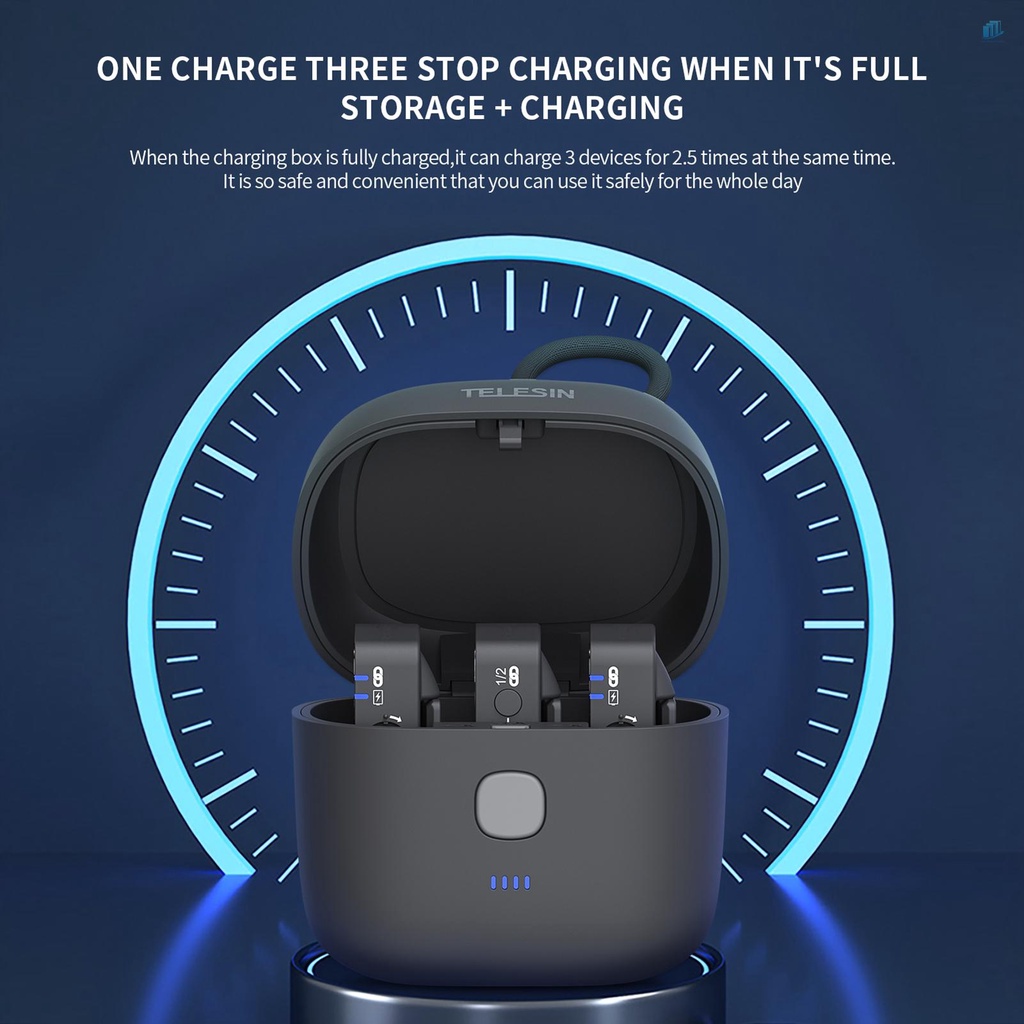 TELESIN Hộp Sạc Micro Không Dây 3 Rãnh TE-WMB-001 Tích Hợp Pin 4000mAh Type-C 18W Tiện Dụng
