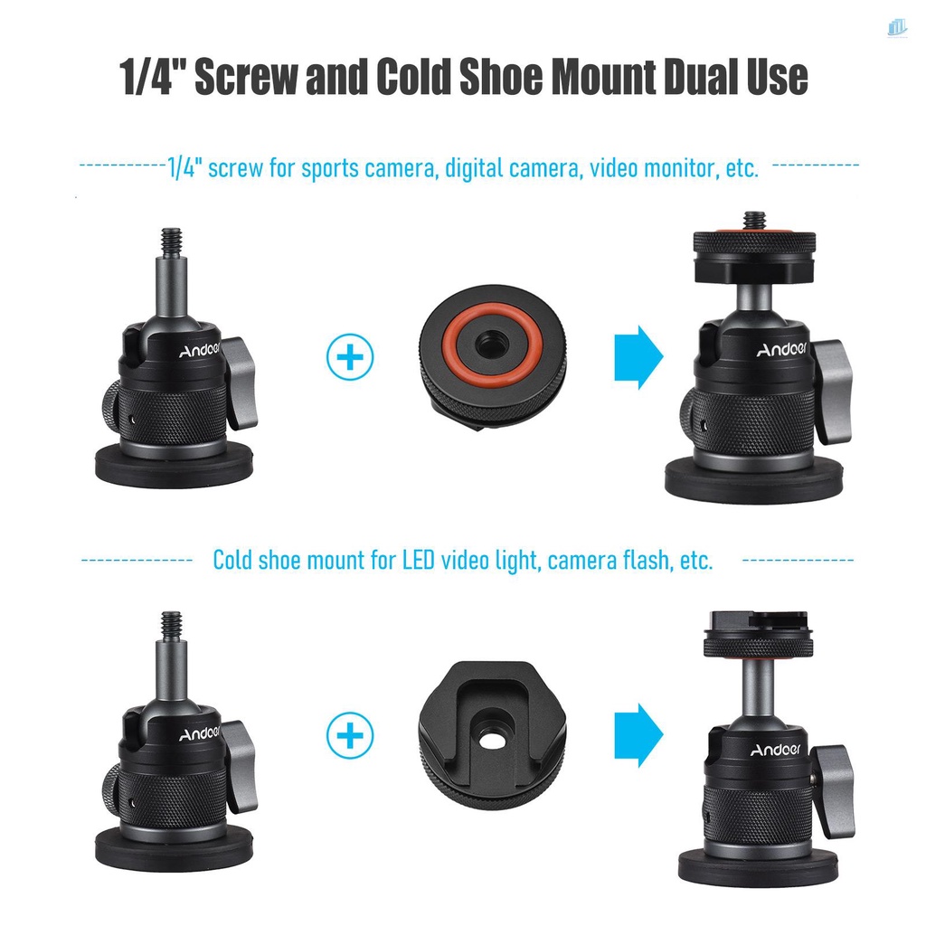 Đầu Nối Đồng Hồ Thông Minh Andoer Mini Hai Công Dụng Ốc Vít 1 / 4 Inch Kết Nối 360 Độ°Hộp Đựng Bằng Hợp Kim Nhôm Có Thể Xoay Với Đế Nam Châm Tải Trọng 200g Cho S