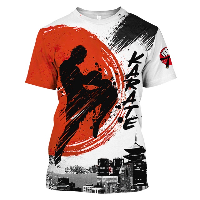 Men's fistfight karate training quần áo t áo sơ mi trẻ em thể dục ngoài trời thể thao tay ngắn mùa hè thường o-cổ áo rộng 6x