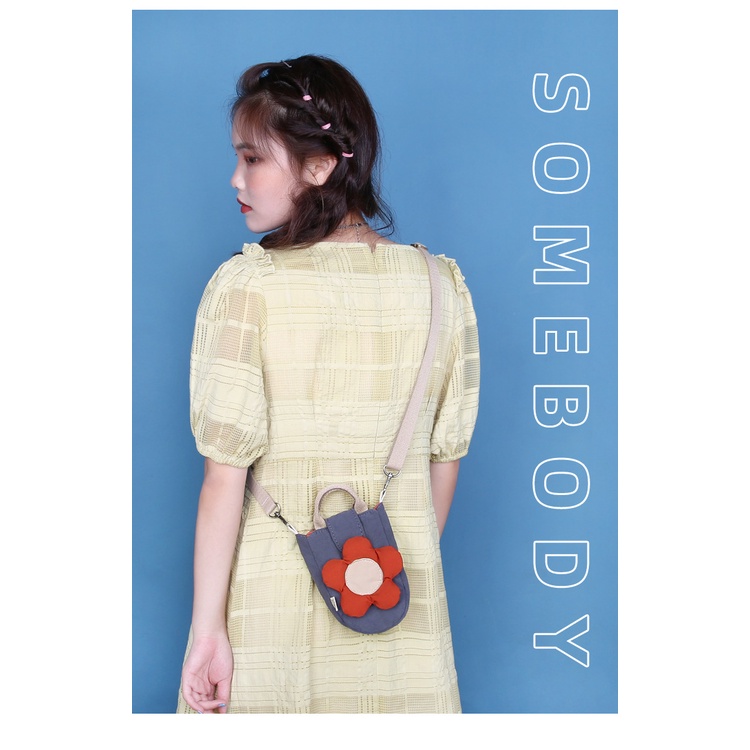 Túi Đeo Chéo Vải Canvas Đựng Điện Thoại Họa Tiết Hoa Phong Cách Hàn Quốc Thời Trang Mùa Hè Mới