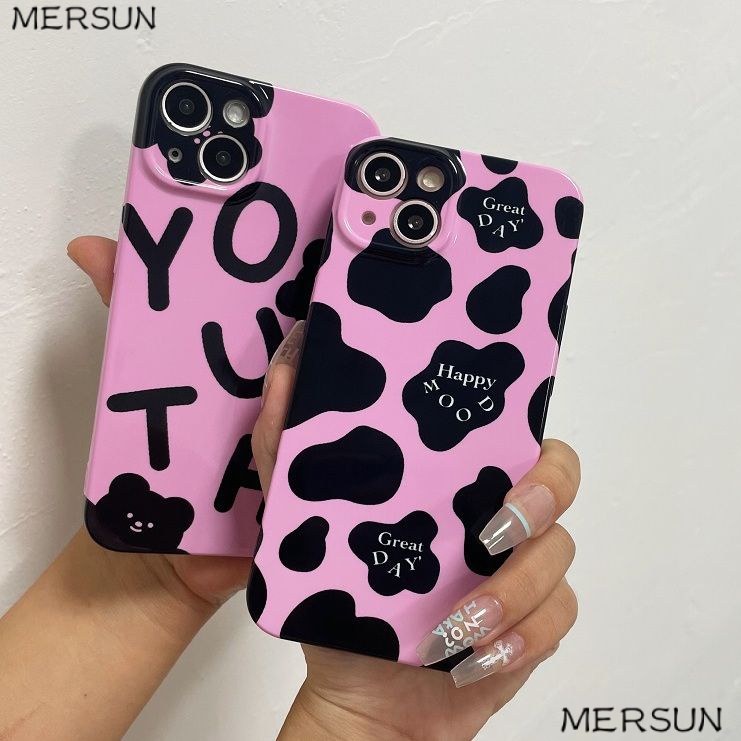 Ốp Điện Thoại Màu Hồng Họa Tiết Hoạt Hình Dễ Thương Cho Apple Promax1411ins 12 / Film 13 MC3E