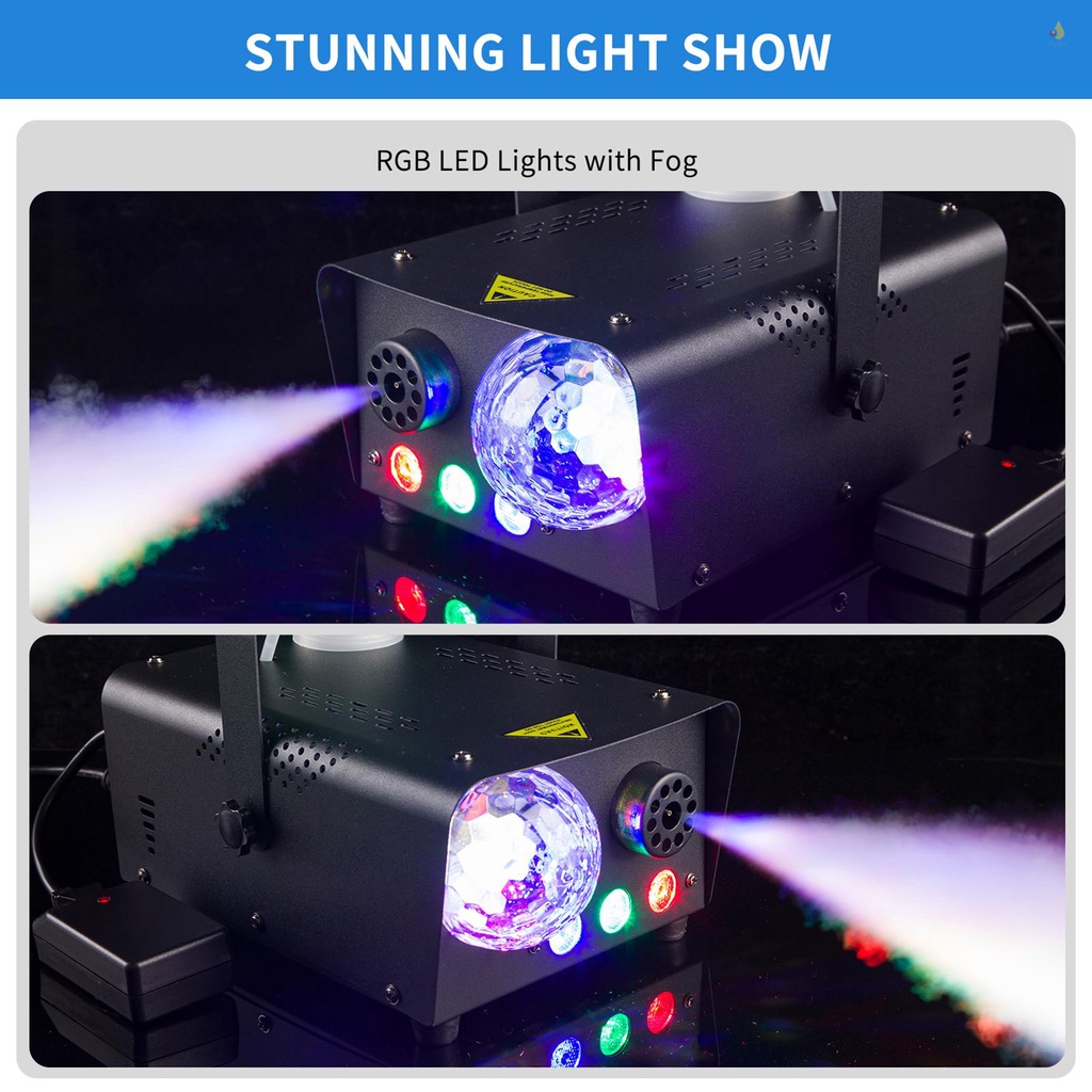 Máy Tạo Khói Sân Khấu Di Động 600W RGB Với Đèn LED 3 Màu 250ml Điều Khiển Từ Xa Tiện Dụng