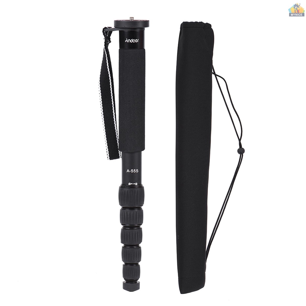 Gậy Chụp Ảnh Di Động Andoer A-555 6 Phần Bằng Hợp Kim Nhôm Nhỏ Gọn Cho Pentax Camera Max Tải Trọng Lớn 10kg / 22lbs 10kg / 22lbs Chất Lượng Cao