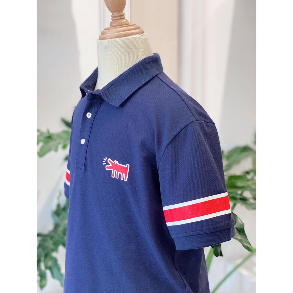 Áo polo BT navy in sọc đỏ