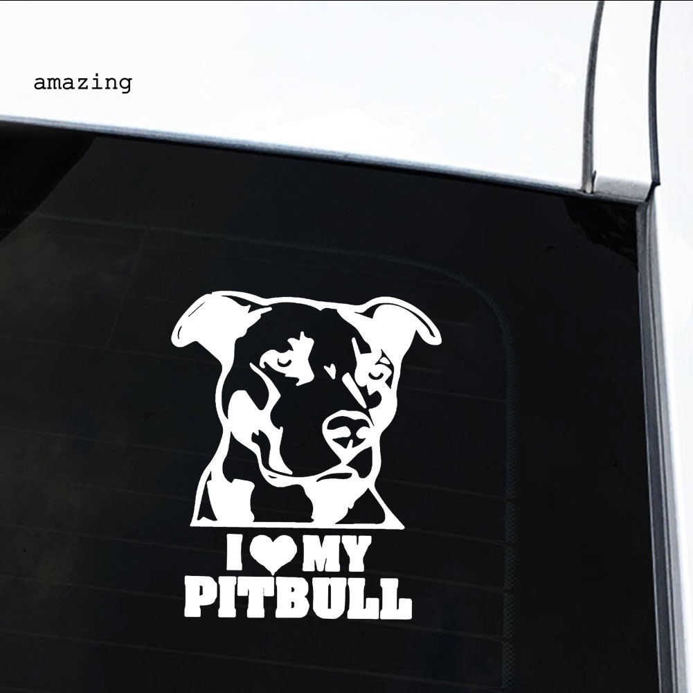 1 Miếng Dán Phản Quang Chống Thấm Nước Họa Tiết Hoạt Hình I Love My Pitbull Bulldog Cho Xe Hơi