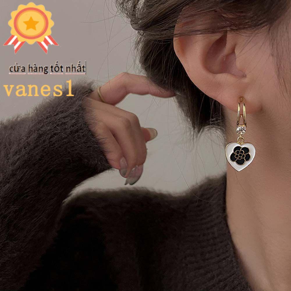 Bông Tai VANES1 Hình Hoa Trà Đen Phong Cách Hàn Quốc Thời Trang