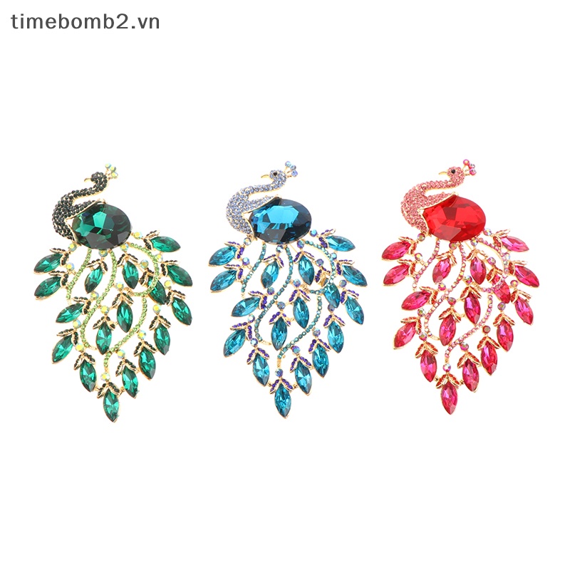 Ghim Cài Áo Hình Chim Công Đính Đá Thời Trang Cho Nữ