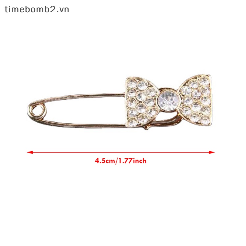 {Timebomb} Ghim Cài Áo Cardigan Bằng Hợp Kim Hình Nơ Đính Đá Ngọc Trai Chống Trượt Eo Đóng Eo Chất Lượng Tốt