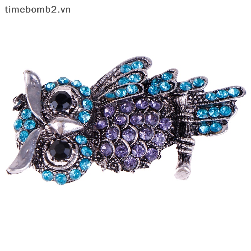{Timebomb} Trâm Cài Áo Bằng Hợp Kim Kẽm Hình Cú Đính Kim Cương Giả Hợp Thời Trang Làm Quà Giáng Sinh