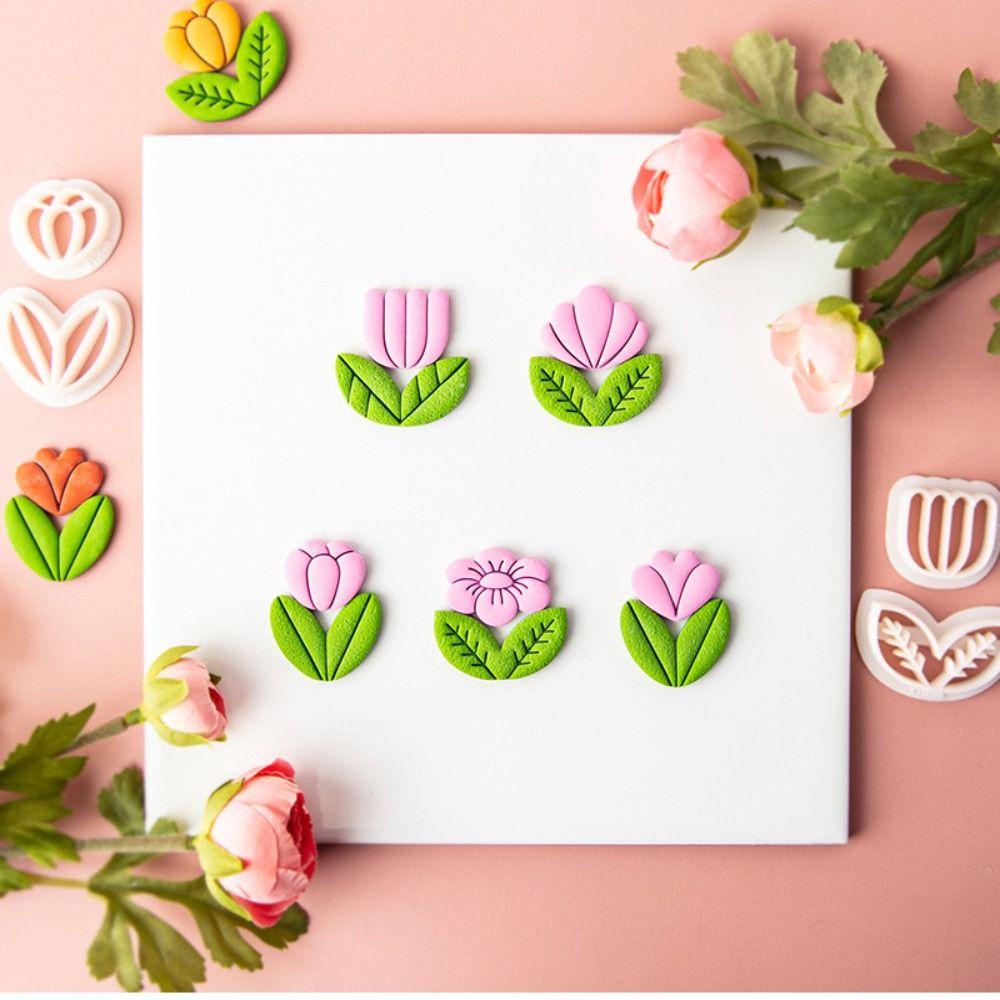 Bộ 2 Khuôn Cắt Bông Tai Hình Hoa Lá Mềm Mại Tiện Dụng