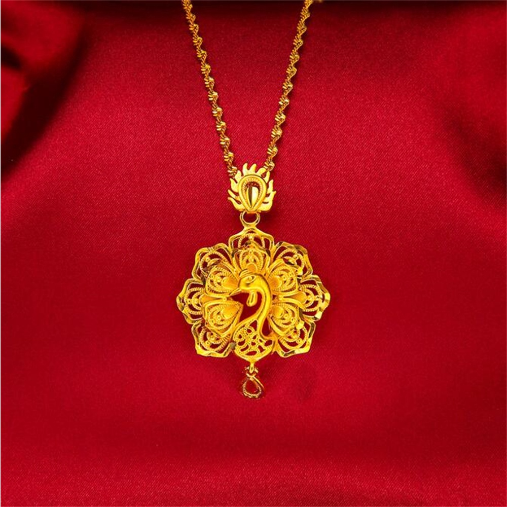 Dây Chuyền Mạ Vàng 24K Mặt Hình Chim Công Thời Trang Cho Nữ