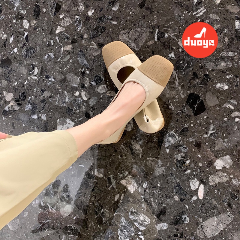 Tóc Thẳng ~ [Hàng Có Sẵn] Giày Búp Bê Mũi Vuông Đế Dày Mềm Mại Phù Hợp Với Mùa Hè Dễ Phối Đồ Cho Nữ