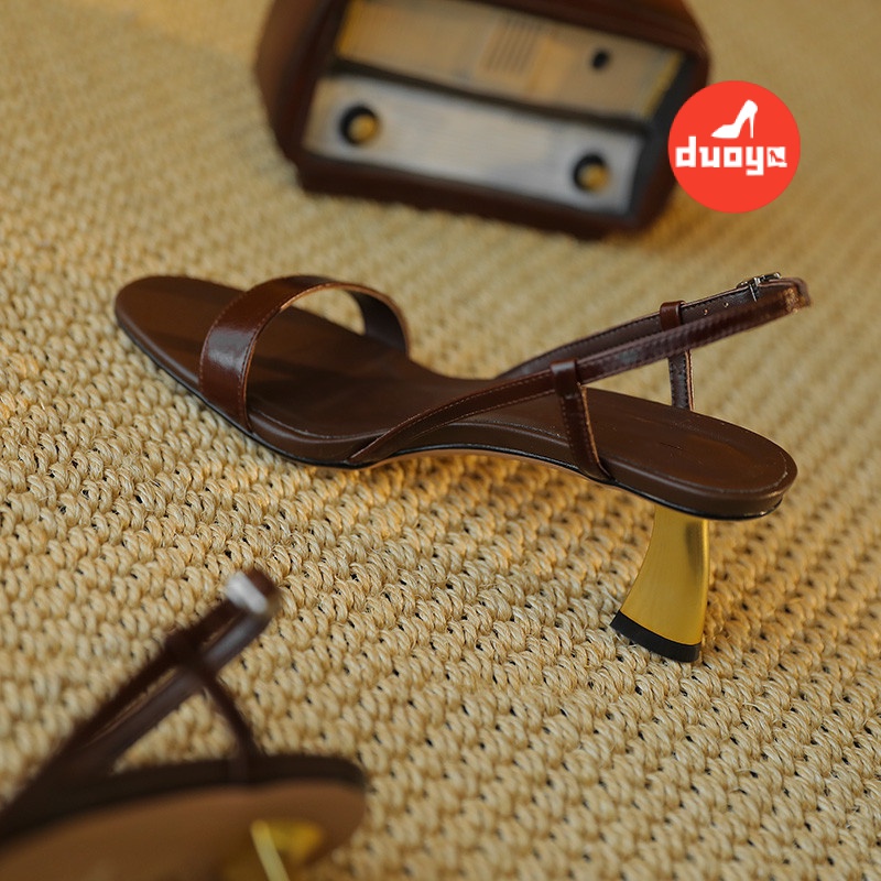 Duoya Tóc Thẳng ~ [Hàng Có Sẵn] Giày Sandal Cao Gót Hở Ngón Đế Dày Thiết Kế Dây Phẳng Dễ Phối Đồ Cho Nữ Miễn Phí Vận Chuyển