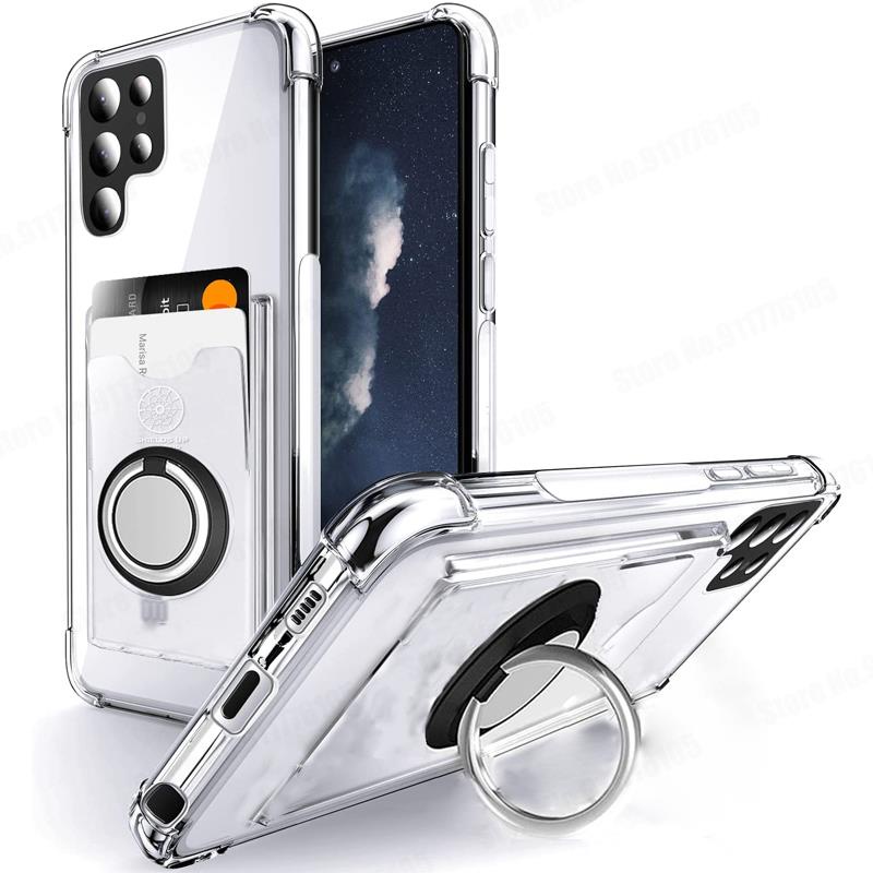 Ốp Điện Thoại Túi Khí Mềm Trong Suốt Gắn Nhẫn Đỡ Hít Nam Châm Samsung S23 ULTRA 5G S20 S21 S22 ULTRA S23 Plus