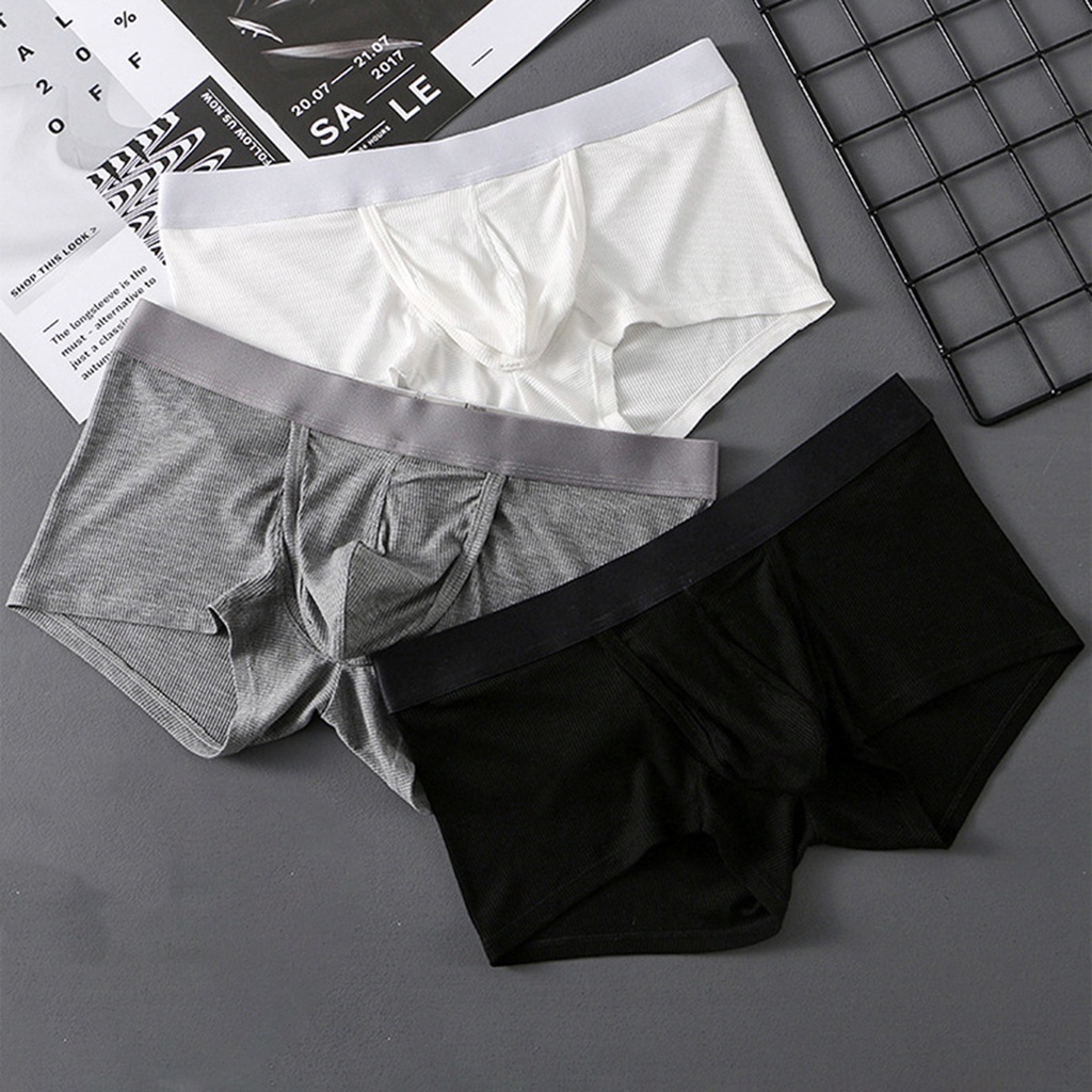 Quần Lót Boxer Lưng Thun Gân Siêu Co Giãn Hở Phía Trước Dáng Chữ U Màu Trơn Gợi Cảm Cho Nam Giới