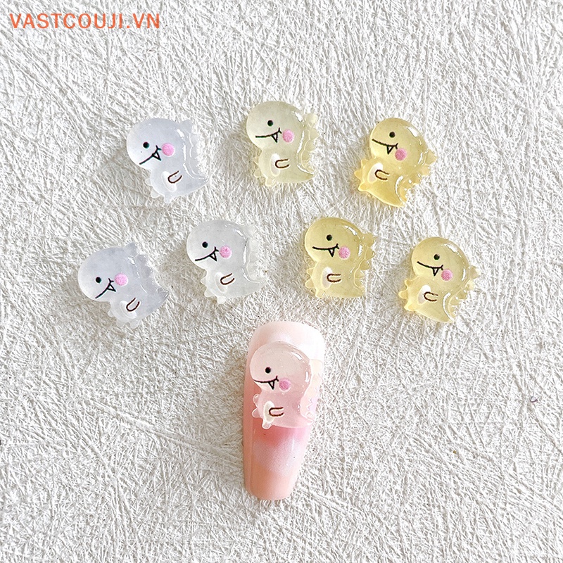 Set 10 Phụ Kiện Trang Trí Móng Tay Hình Khủng Long Phát Quang DIY