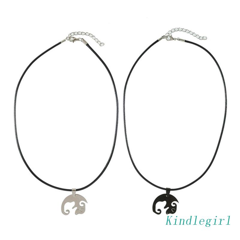 Bộ 2 Vòng cổ Da Mặt Âm Dương Bằng Thép Không Gỉ Phong Cách Âu Mỹ