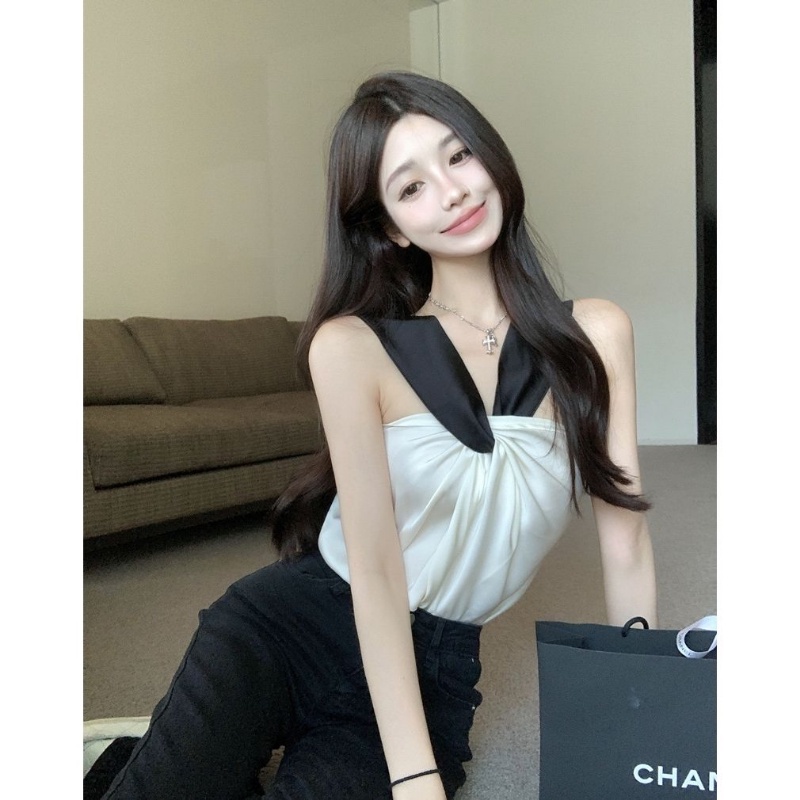 Áo Hai Dây Vải Satin Form Ôm Thời Trang Mùa Hè Pháp