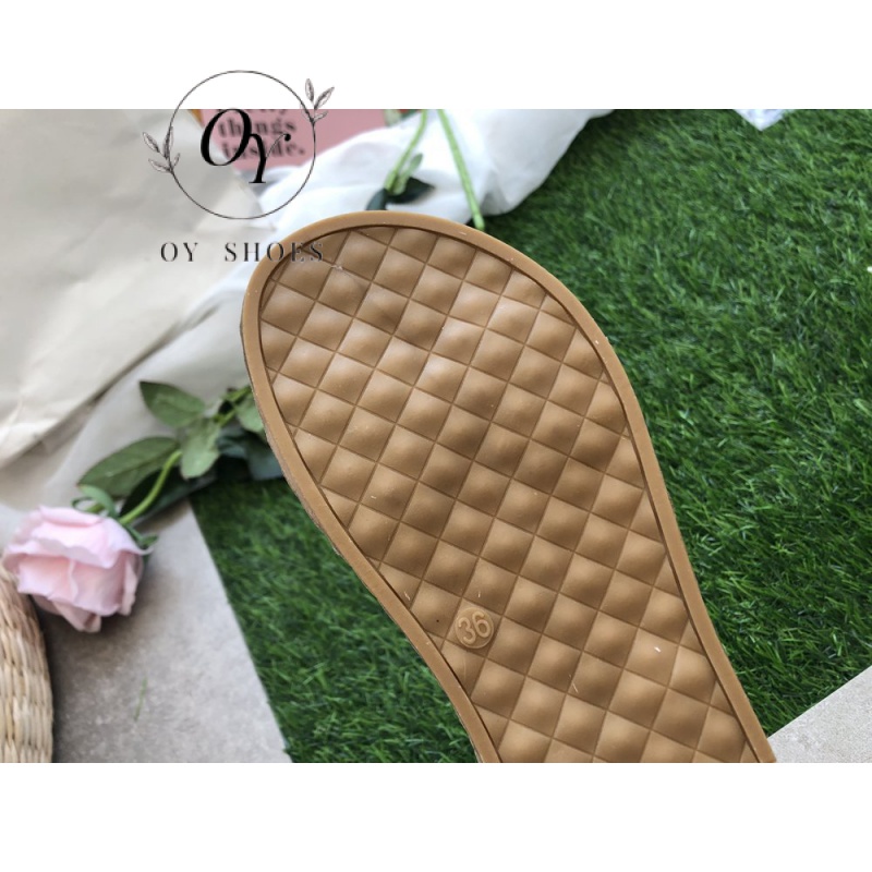 Giày Sandal Rơm Đan Dây Chéo Đế Phẳng Phong Cách Mới Mùa Hè 2023 Cho Nữ