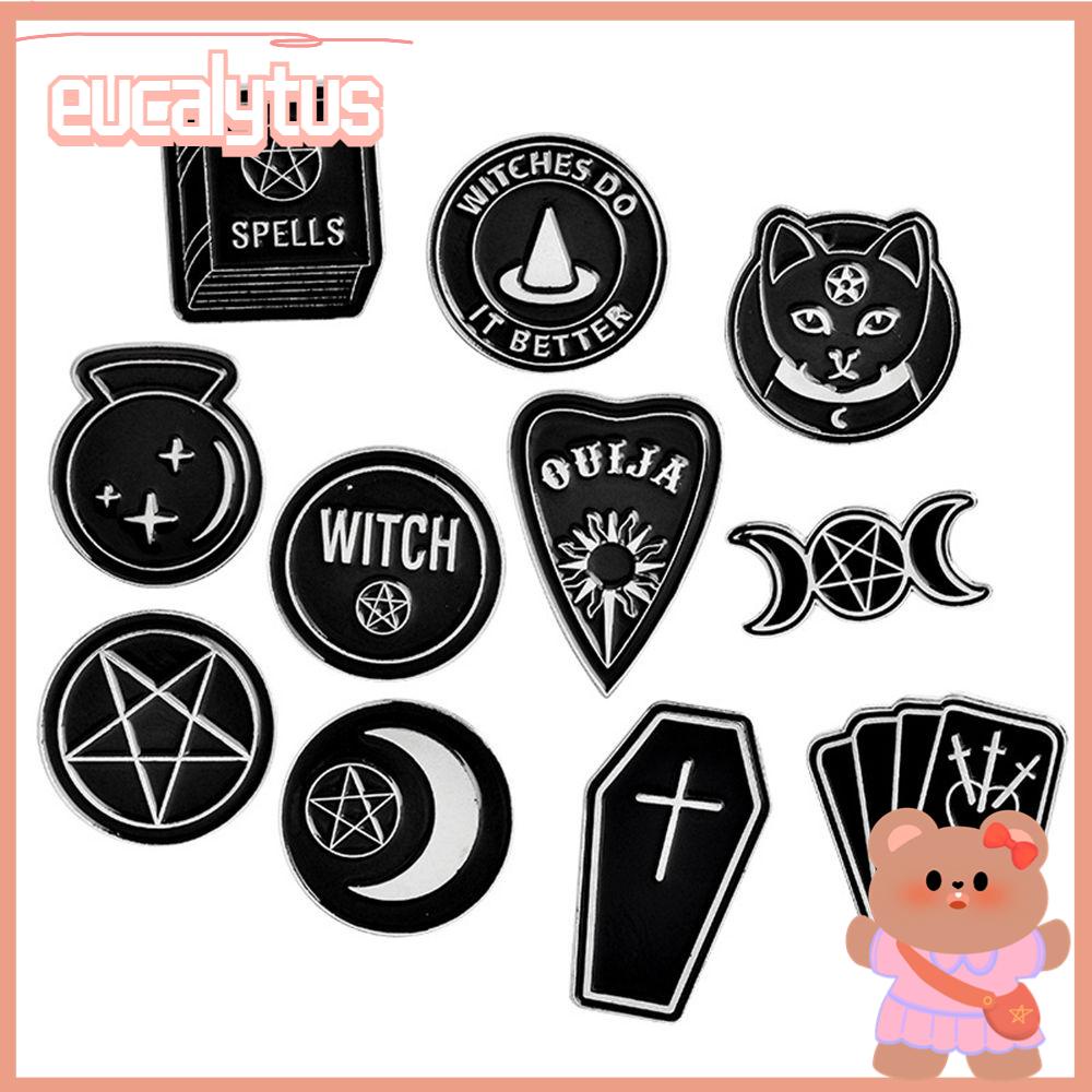 Ghim Cài Áo Hình Mặt Trăng Đen Phong Cách Gothic Punk