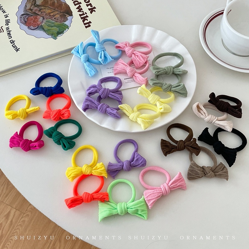 Dây Buộc Tóc Cao Su Đính Nơ Nhiều Màu Sắc Phong Cách Hàn Quốc Mới Cho Bé Gái