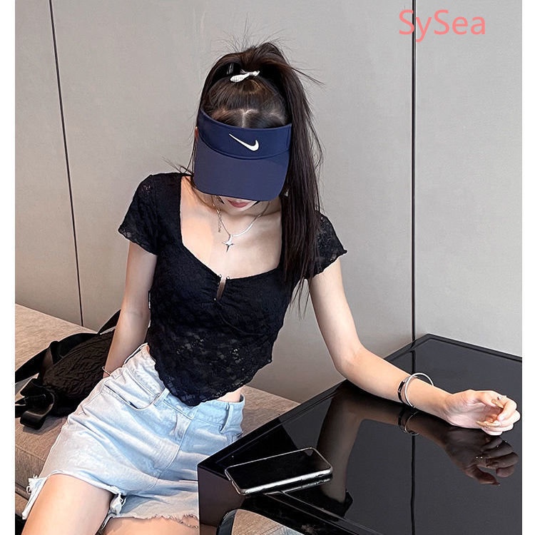 Áo Kiểu Cổ Chữ V Phối Ren Thời Trang Mùa Hè Theo Phong Cách Mỹ Cho Nữ