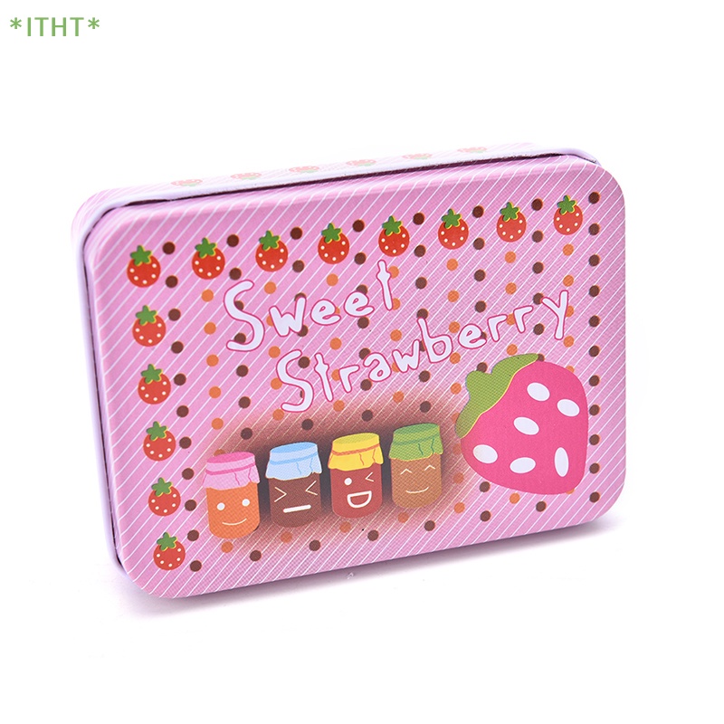 Hộp Thiếc Mini Hình Chữ Nhật Họa Tiết Dễ Thương Dùng Đựng Đồ Mới