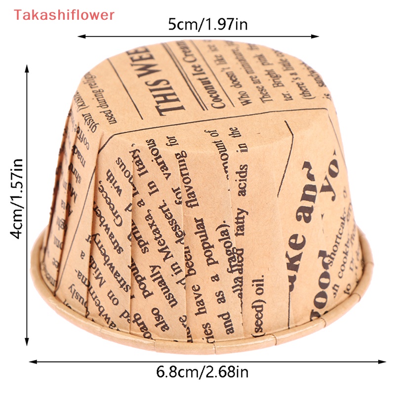 Set 50 Cốc Giấy Uốn Cong Làm Bánh Cupcake Chống Dầu