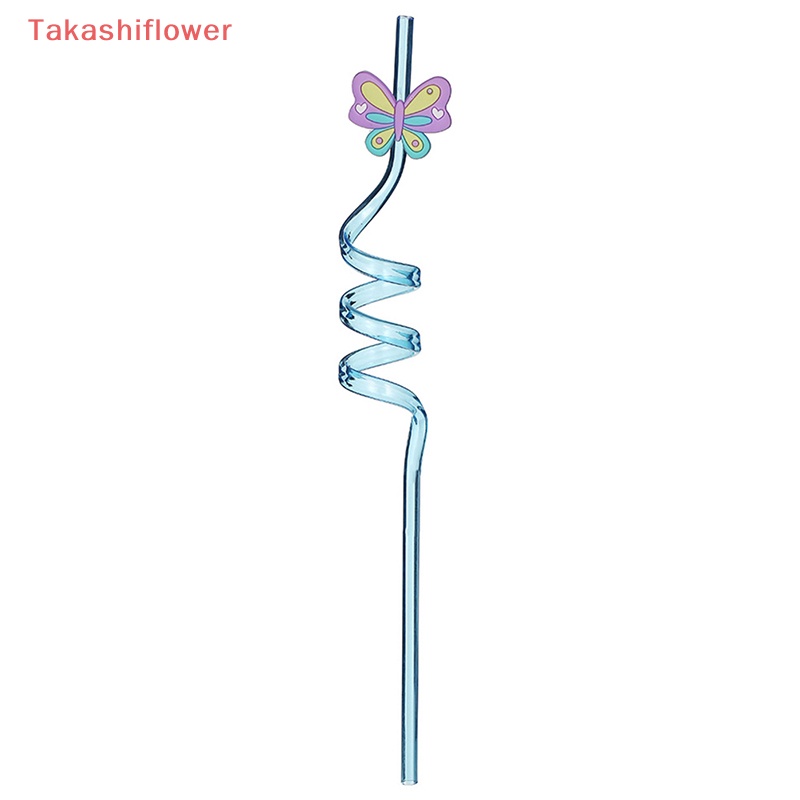 Set 8 Ống Hút Nhựa Họa Tiết Bướm Hoạt Hình Có Thể Tái Sử Dụng Cho Trẻ Em