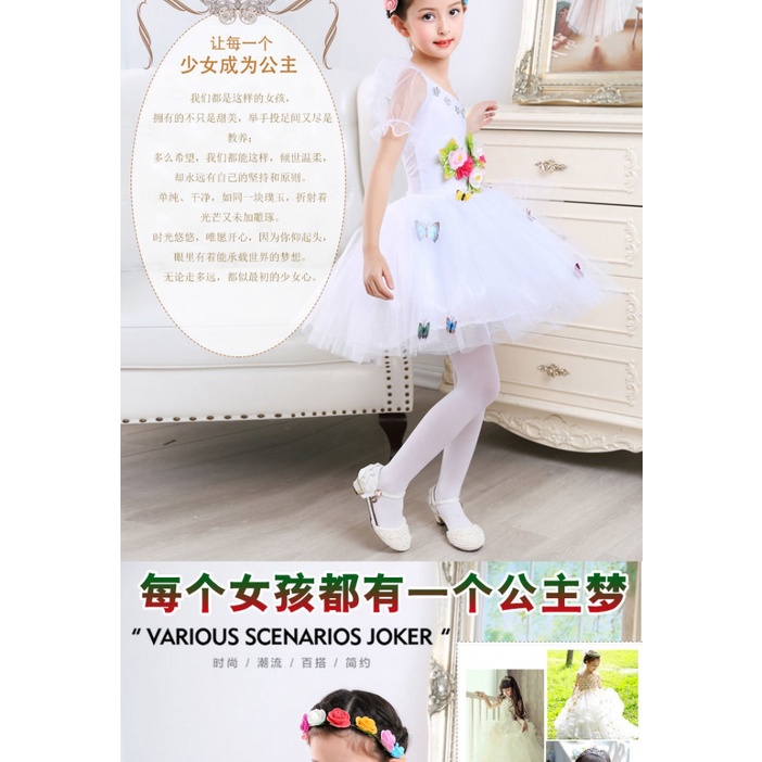 Đầm Công Chúa Nhảy Múa Màu Trắng Dễ Thương Cho Bé Gái