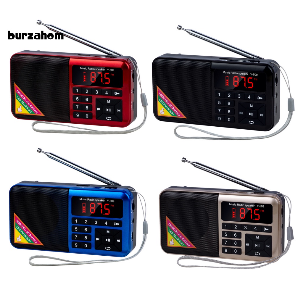 Loa Nghe Nhạc MP3 Y-509 FM Radio Kỹ Thuật Số Có Đèn Pin LED Dành Cho Hoạt Động Ngoài Trời