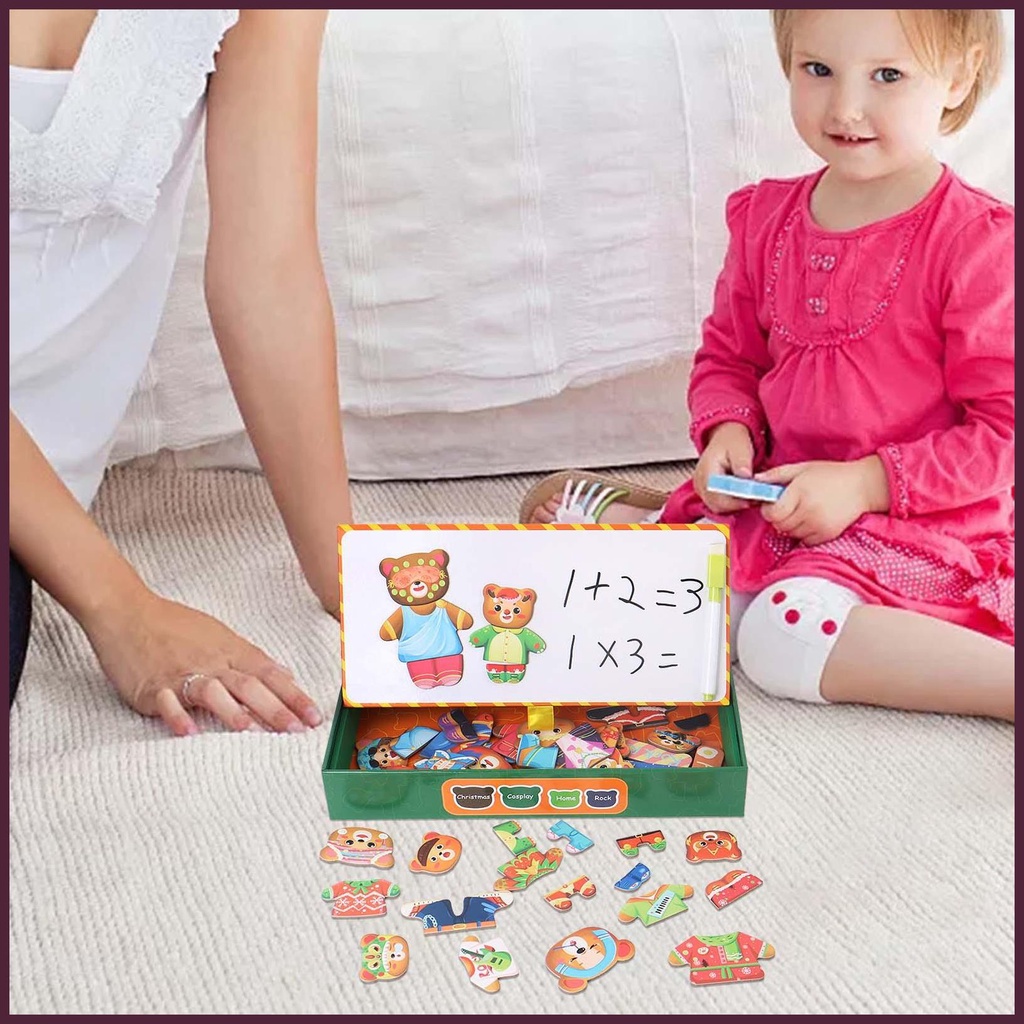 Bộ Đồ Chơi Xếp Hình Gấu Mặc Đồ Cho Gia Đình