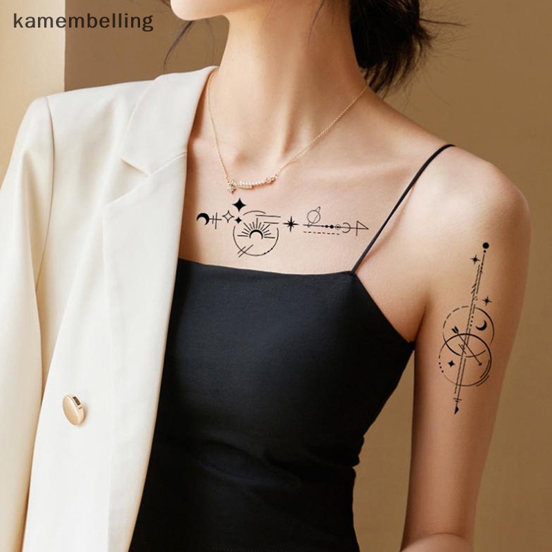 Set 10 Hình Xăm Dán Tạm Thời Chống Nước Hình Bướm Đen Và Hoa Hồng