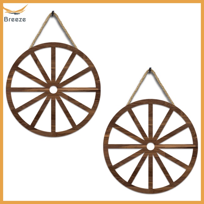 Set 2 Bánh Xe Gỗ Treo Tường Trang Trí Phong Cách Vintage
