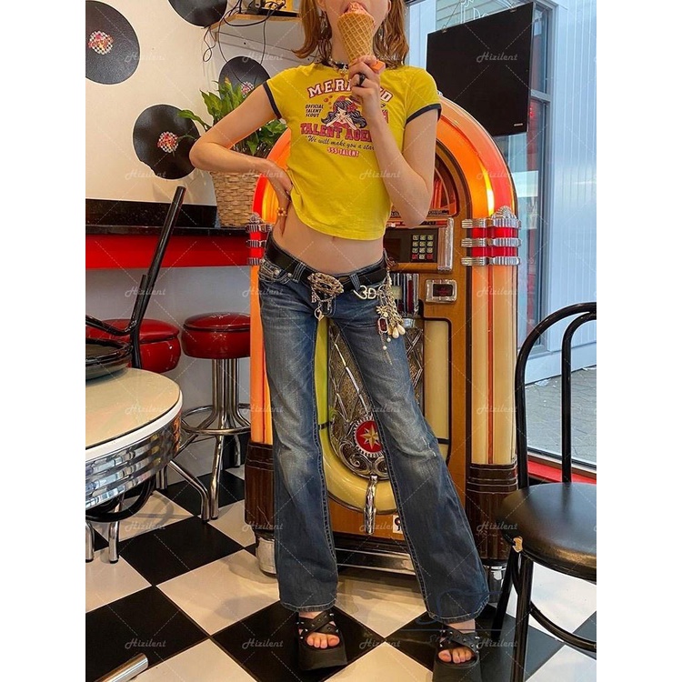 Áo Thun Tay Ngắn Cổ Tròn In Chữ Phối Màu Tương Phản Thời Trang Mùa Hè Xinh Xắn Cho Nữ